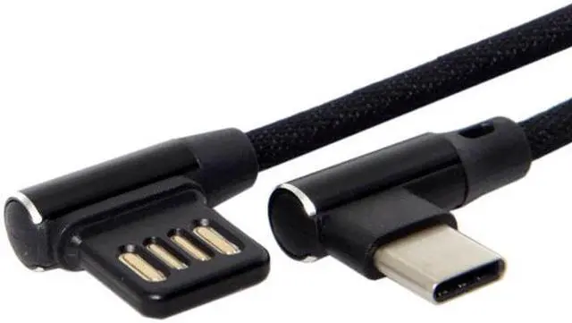 Alt view image 3 of 5 - Chenyang Cable USB-C 3.1 Type-C to Left Right Angled 90 Degree USB 2.0 Data Cable with Sleeve for Tablet & Phone 15cm
