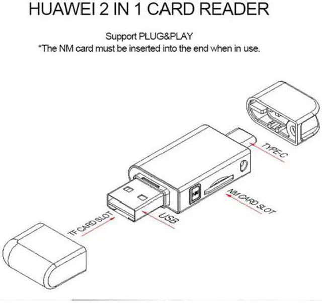 Alt view image 5 of 7 - Cablecc CY UC-061 USB-C Type C / USB 2.0 to NM Nano Memory CardTF Micro SD Card Reader for Huawei Cell PhoneLaptop