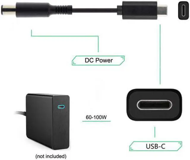 Alt view image 3 of 7 - Chenyang Cable Type C USB-C Input to DC 7.4*5.0mm Power PD Charge Cable for Laptop 18-20V