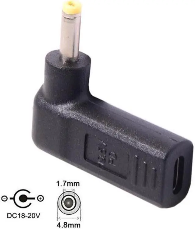 Alt view image 3 of 4 - Jimier Cable USB 3.1 Type C USB-C to DC 19V 4.8*1.7mm Adapter PD Emulator Trigger 90 Degree Angled Yellow