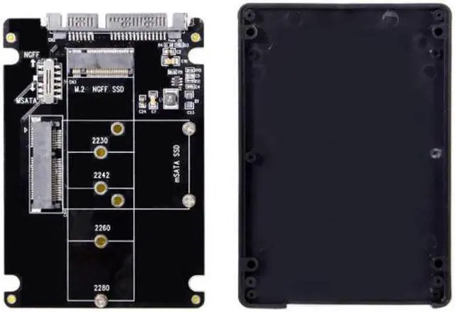 Alt view image 4 of 7 - KAIBOXIXI Combo M.2 NGFF B-key & mSATA SSD to SATA 3.0 Adapter Converter Case Enclosure with Switch