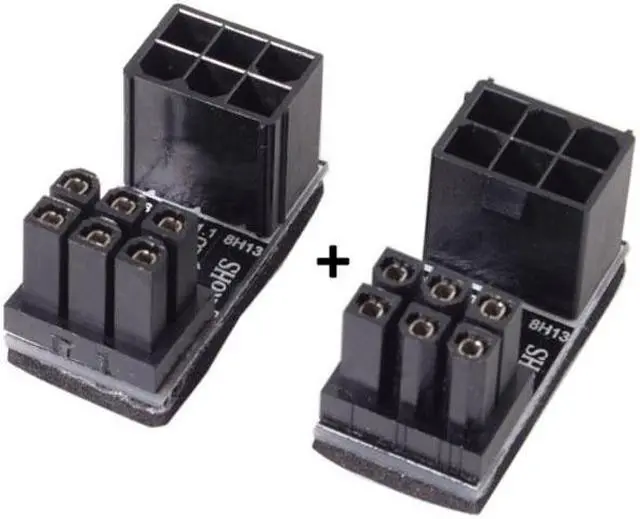 Alt view image 4 of 6 - Cablecc ATX 6Pin Female to 6pin Male 180 Degree AngledPower Adapter for Desktops Graphics Card
