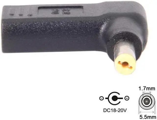 Main image of Jimier Cable USB 3.1 Type C USB-C to DC 19V 5.5*1.7mm Adapter PD Emulator Trigger 90 Degree Angled Yellow for Delippo Acer Laptop
