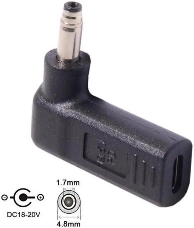 Alt view image 2 of 4 - Chenyang Cable USB 3.1 Type C USB-C to DC 19V 4.8*1.7mm Adapter PD Emulator Trigger 90 Degree Angled for HP Laptop