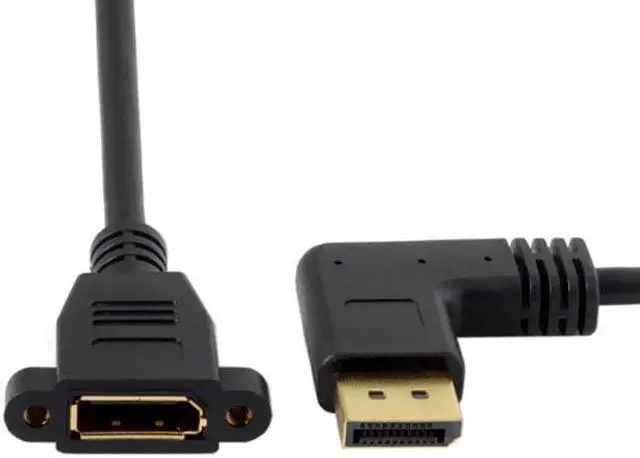 Alt view image 2 of 7 - Jimier Cable DisplayPort Display Port Male to Female 90 Degree Left Down Angled Extension Cable