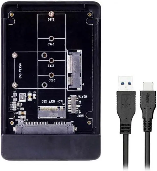Alt view image 6 of 6 - Chenyang Cable Combo M.2 NGFF B-key & mSATA SSD to USB Type-C Converter Case Enclosure with Switch