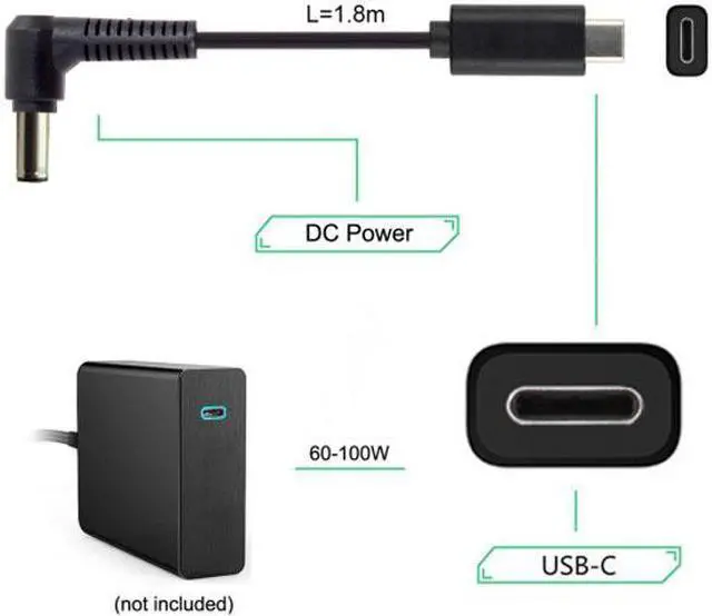 Alt view image 5 of 5 - CYSM Type C USB-C Input to DC 6.0*1.4mm Power PD Charge Cable for Fujitsu Sony Laptop Notebook
