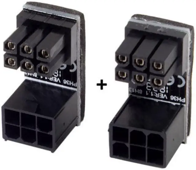 Main image of Cablecc ATX 6Pin Female to 6pin Male 180 Degree AngledPower Adapter for Desktops Graphics Card