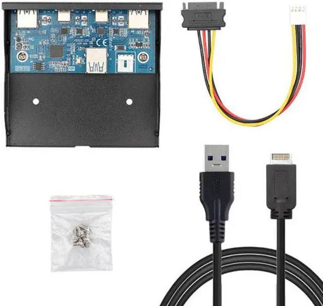 Alt view image 4 of 7 - Chenyang Cable USB 3.1 Front Panel Header to USB-C & USB 3.0 HUB 4 Ports Front Panel Motherboard Cable for 3.5" Floppy Bay