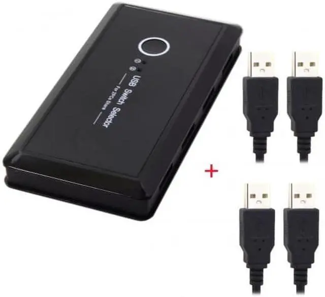 Alt view image 2 of 7 - Cablecc KVM USB 2.0 Switch Selector 2 Port PCs Sharing 4 Devices for Keyboard Mouse Scanner Printer