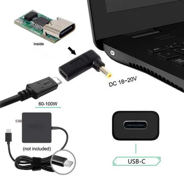 Alt view image 5 of 5 - Jimier Cable USB 3.1 Type C USB-C to DC 20V 5.5 2.5mm Adapter PD Emulator Trigger 90 Degree Angled