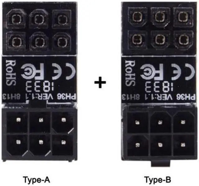 Alt view image 2 of 6 - Cablecc ATX 6Pin Female to 6pin Male 180 Degree AngledPower Adapter for Desktops Graphics Card