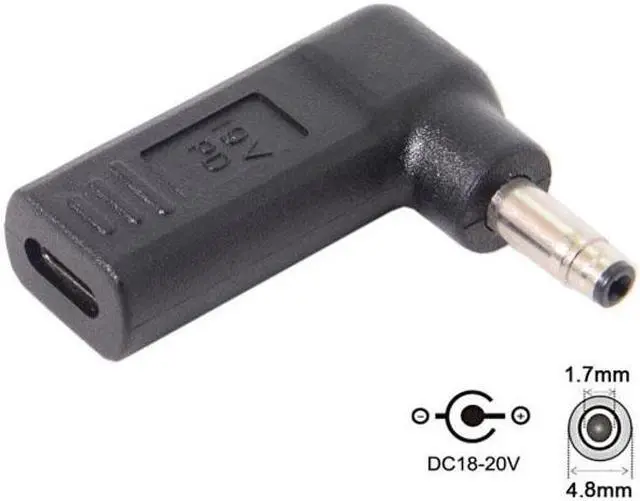 Alt view image 4 of 4 - Chenyang Cable USB 3.1 Type C USB-C to DC 19V 4.8*1.7mm Adapter PD Emulator Trigger 90 Degree Angled for HP Laptop