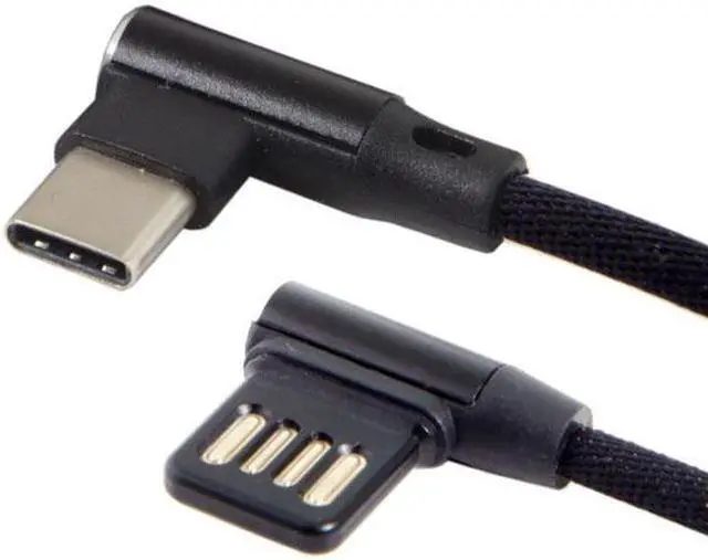 Alt view image 5 of 5 - Chenyang Cable USB-C 3.1 Type-C to Left Right Angled 90 Degree USB 2.0 Data Cable with Sleeve for Tablet & Phone 15cm