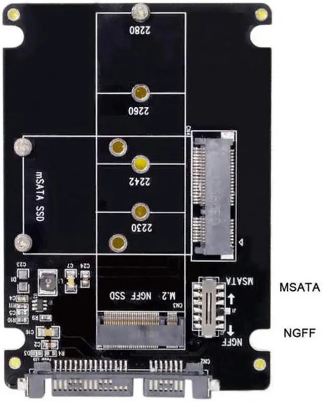 Alt view image 5 of 7 - KAIBOXIXI Combo M.2 NGFF B-key & mSATA SSD to SATA 3.0 Adapter Converter Case Enclosure with Switch