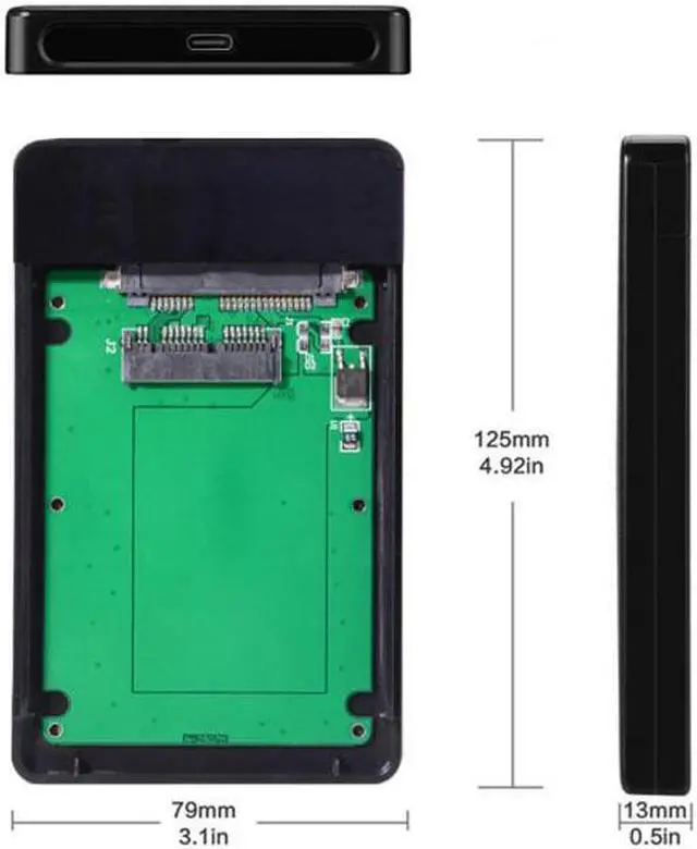 Alt view image 3 of 6 - KAIBOXIXI USB 3.1 Type-C USB-C to 1.8 inch Micro SATA 16pin 7+9 SSD to External Hard disk Enclosure