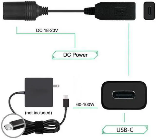 Alt view image 4 of 7 - Jimier Cable USB 3.1 Type C USB-C to Car Receptacle Charger Cable 20V 100W Auto Interior Accessories