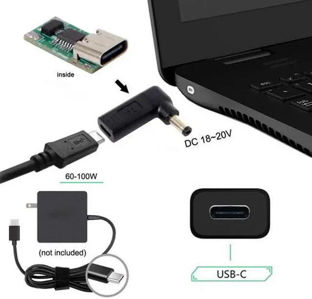 Alt view image 4 of 4 - Jimier CY UC-112-5521MM USB 3.1 Type C USB-C to DC 20V 5.5 2.1mm Adapter PD Emulator Trigger 90 Degree Angled