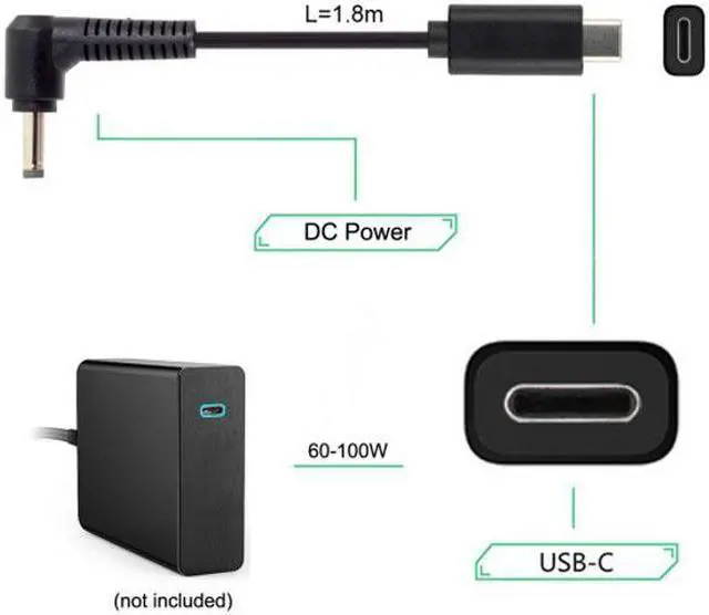 Main image of Chenyang Cable Type C USB-C Input to DC 4.0*1.3mm Power PD Charge Angled Cable for Laptop 18-20V