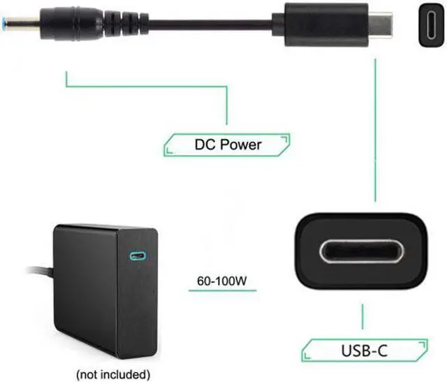 Alt view image 3 of 7 - Chenyang Cable Type C USB-C Input to DC 4.5*3.0mm Power PD Charge Cable for Laptop 18-20V