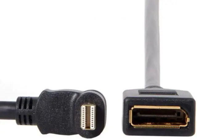 Main image of Xiwai Down Angled Mini DP DisplayPort 90 Degree to DisplayPort  Female Cable for Displays Monitors