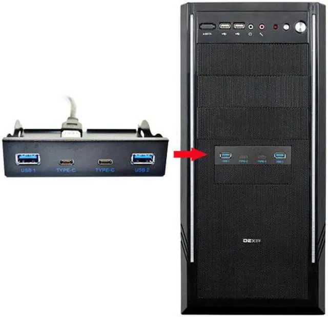 Alt view image 7 of 7 - Chenyang Cable USB-C & USB 3.0 HUB 4 Ports Front Panel to Motherboard 20Pin Connector Cable for 3.5" Floppy Bay