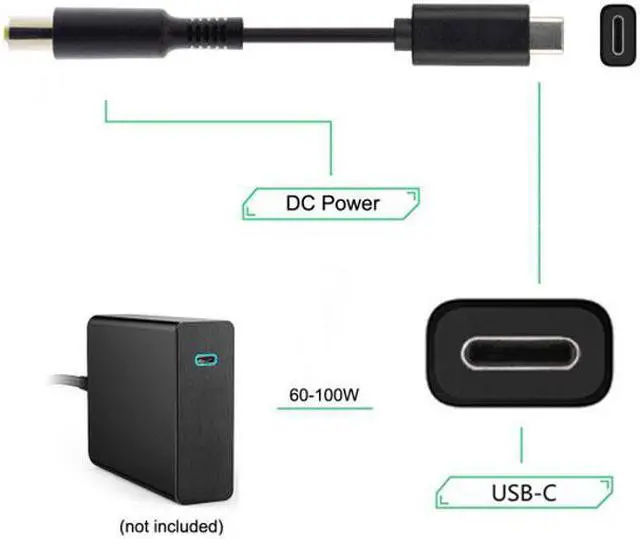 Alt view image 3 of 6 - Chenyang Cable Type C USB-C Input to DC 7.9*5.4mm Power PD Charge Cable for Laptop 18-20V
