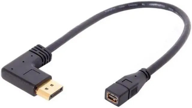 Alt view image 3 of 7 - Jimier CY DP-048-RI Right Angled DP DisplayPort 90 Degree to Mini DP DisplayPort Female Cable for Displays Monitors