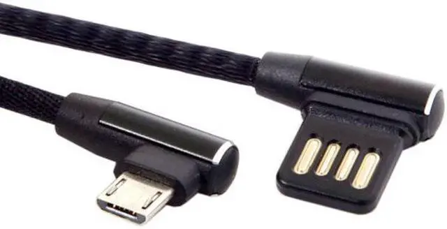Alt view image 4 of 7 - Chenyang Cable Micro USB 5Pin to Left Right Angled 90 Degree USB 2.0 Data Cable with Sleeve for Tablet & Phone 15cm