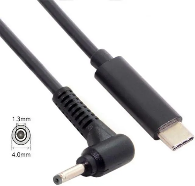 Alt view image 5 of 5 - Chenyang Cable Type C USB-C Input to DC 4.0*1.3mm Power PD Charge Angled Cable for Laptop 18-20V