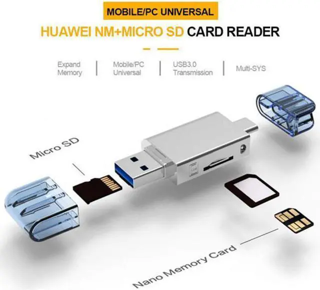 Alt view image 7 of 7 - Cablecc CY UC-061 USB-C Type C / USB 2.0 to NM Nano Memory CardTF Micro SD Card Reader for Huawei Cell PhoneLaptop
