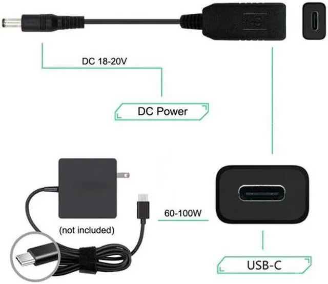 Alt view image 2 of 7 - Chenyang Cable USB 3.1 Type C USB-C to DC 20V 5.5 2.5mm & 2.1mm Power Plug PD Emulator Trigger Charge Cable for Laptop