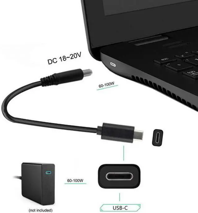 Alt view image 4 of 7 - Chenyang Cable Type C USB-C Input to DC 4.5*3.0mm Power PD Charge Cable for Laptop 18-20V