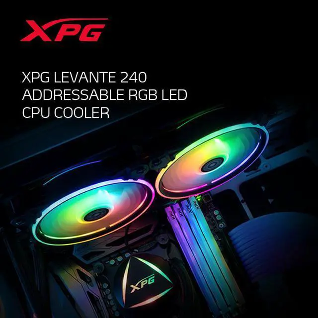 Alt view image 9 of 10 - XPG LEVANTE RGB Liquid CPU Cooler: 240mm Radiator 2 x 120mm Fans
