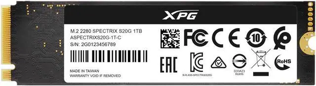 Alt view image 6 of 8 - XPG Spectrix S20G Series: 1TB Internal Solid State Drive PCIe Gen3x4 M.2 2280