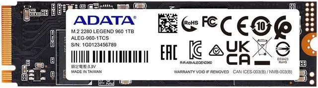Alt view image 5 of 13 - ADATA LEGEND 960 1TB SSD GEN4x4 M.2 2280 Internal Solid State Drive | PS5 Compatible - SMI SM2264 3D NAND | Up to 7400 MBps - Black/Gold 1PK | 1560 TBW