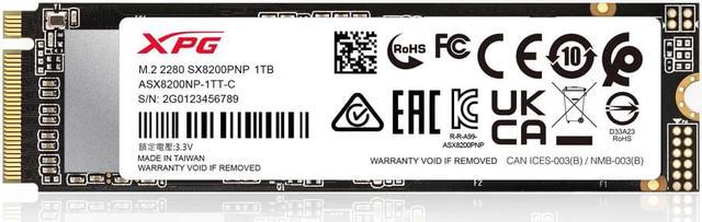 Alt view image 4 of 7 - XPG SX8200 Pro Series: 1TB Internal Solid State Drive PCIe Gen3x4 M.2 2280