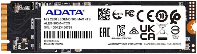 Alt view image 5 of 7 - ADATA LEGEND 960 MAX 4TB M.2 2280 PCIe Gen4x4 Internal Solid State Drive | 3120TBW - SMI SM2264 3D NAND | Up to 7400 MBps - Black PS5 SSD 4 Terabyte | NVMe 1.4 Support - 1PK