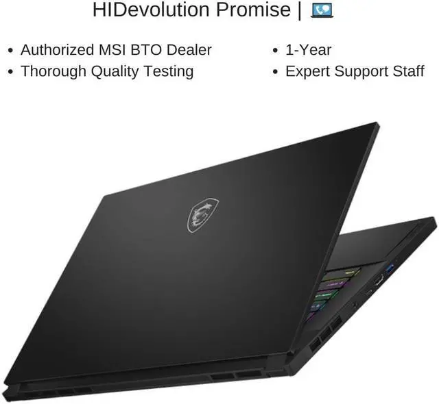 Alt view image 7 of 7 - HIDevolution MSI Stealth GS66 12UGS 15.6" QHD 240Hz, 1.8 GHz i9-12900H, RTX 3070 Ti, 64 GB 4800MHz RAM, 4 TB PCIe SSD, Windows 11 Pro
