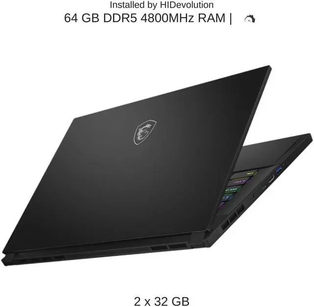 Alt view image 4 of 7 - HIDevolution MSI Stealth GS66 12UGS 15.6" QHD 240Hz, 1.8 GHz i9-12900H, RTX 3070 Ti, 64 GB 4800MHz RAM, 4 TB PCIe SSD, Windows 11 Pro
