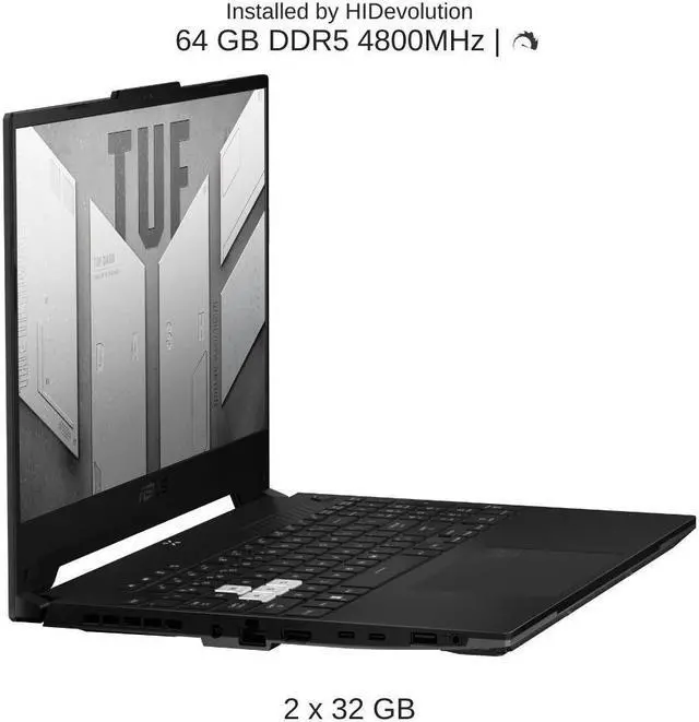 Alt view image 4 of 7 - ASUS TUF Dash F15 FX517ZR 15.6" FHD 144Hz, 1.7 GHz i7-12650H, RTX 3070, 64 GB 4800MHz RAM, 8 TB PCIe SSD