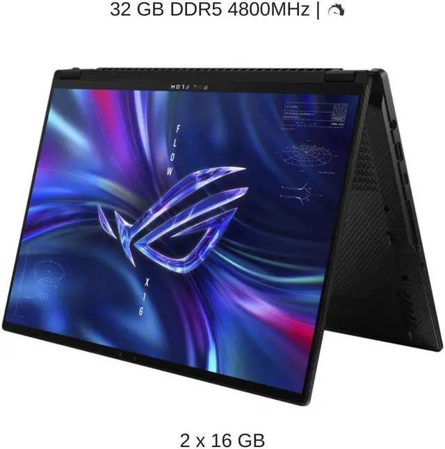 Alt view image 4 of 7 - ASUS ROG Flow X16 GV601VI 16" WQXGA 240Hz Touch, 2.6 GHz i9-13900H, RTX 4070, 32 GB DDR5 RAM, 1 TB PCIe SSD, Windows 11 Pro