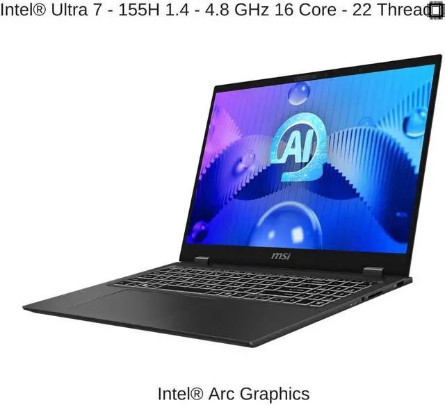 Alt view image 3 of 7 - [2024] HIDevolution MSI Prestige 16 AI Evo B1MG [Stellar Gray] 16" UHD+ OLED, 1.4 GHz Ultra 7 - 155H, Intel Arc Graphics, 32 GB LPDDR5 RAM, 4 TB PCIe SSD, Windows 11 Pro