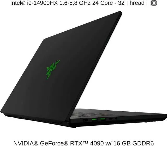 Alt view image 2 of 7 - Razer Blade 16 [2024] Black, 16" Dual UHD+ 120Hz / FHD+ 240Hz mini LED, 1.6 GHz i9-14900HX, RTX 4090, 96 GB DDR5 RAM, 8 TB PCIe SSD, Windows 11 Pro