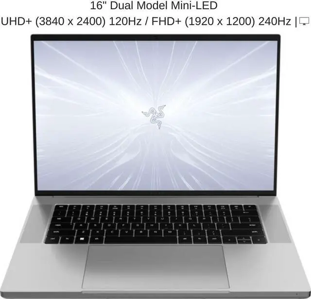 Alt view image 5 of 7 - Razer Blade 16 [2024] Mercury White, 16" Dual UHD+ 120Hz / FHD+ 240Hz mini LED, 1.6 GHz i9-14900HX, RTX 4080, 64 GB DDR5 RAM, 8 TB PCIe SSD, Windows 11 Home