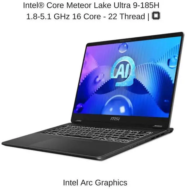 Alt view image 3 of 6 - [2024] HIDevolution MSI Prestige 14 AI Evo C1MG [Gray] 14" 2.8K, 1.8 GHz Ultra 9-185H, Intel Arc, 128 GB DDR5, 1 TB PCIe SSD, Windows 11 Pro