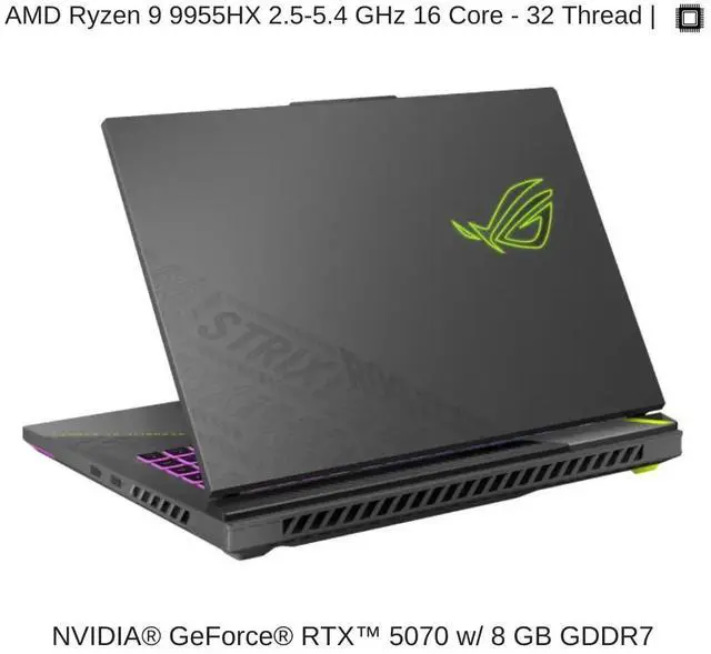 Alt view image 3 of 7 - [2025] HIDevolution ASUS ROG Strix G16 G614PR 16" FHD+ 165Hz IPS-Level, 2.4 GHz Ryzen 9 8940HX, RTX 5070TI, 96 GB DDR5 RAM, 1 TB PCIe SSD, Windows 11 Home