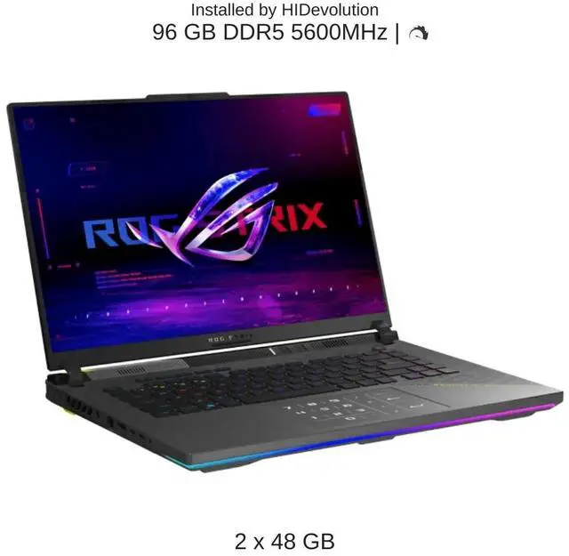 Alt view image 4 of 7 - [2025] HIDevolution ASUS ROG Strix G16 G614PR 16" FHD+ 165Hz IPS-Level, 2.4 GHz Ryzen 9 8940HX, RTX 5070TI, 96 GB DDR5 RAM, 1 TB PCIe SSD, Windows 11 Home