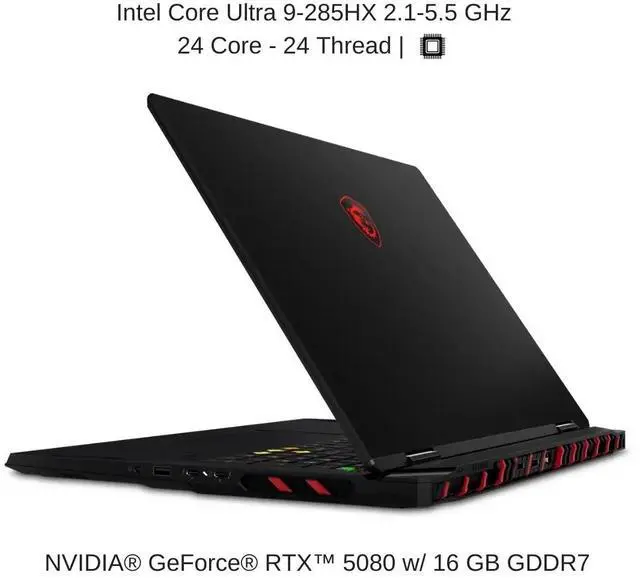 Alt view image 3 of 6 - [2025] HIDevolution MSI Raider 18 HX AI A2XWIG 18" UHD+ 120Hz Mini LED, 2.1 GHz Ultra 9-285HX , RTX 5080, 96 GB DDR5 RAM, 16 TB PCIe SSD, Windows 11 Home
