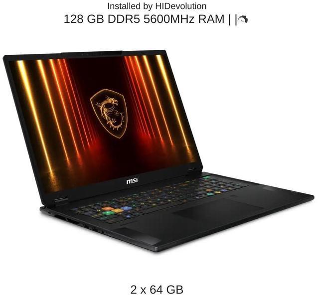 Alt view image 4 of 7 - [2025] HIDevolution MSI Stealth 18 HX AI A2XWHG 18" QHD+ 240Hz, 2.1 GHz Ultra 9-275HX, RTX 5070TI, 128 GB DDR5 RAM, 8 TB PCIe SSD, Windows 11 Pro